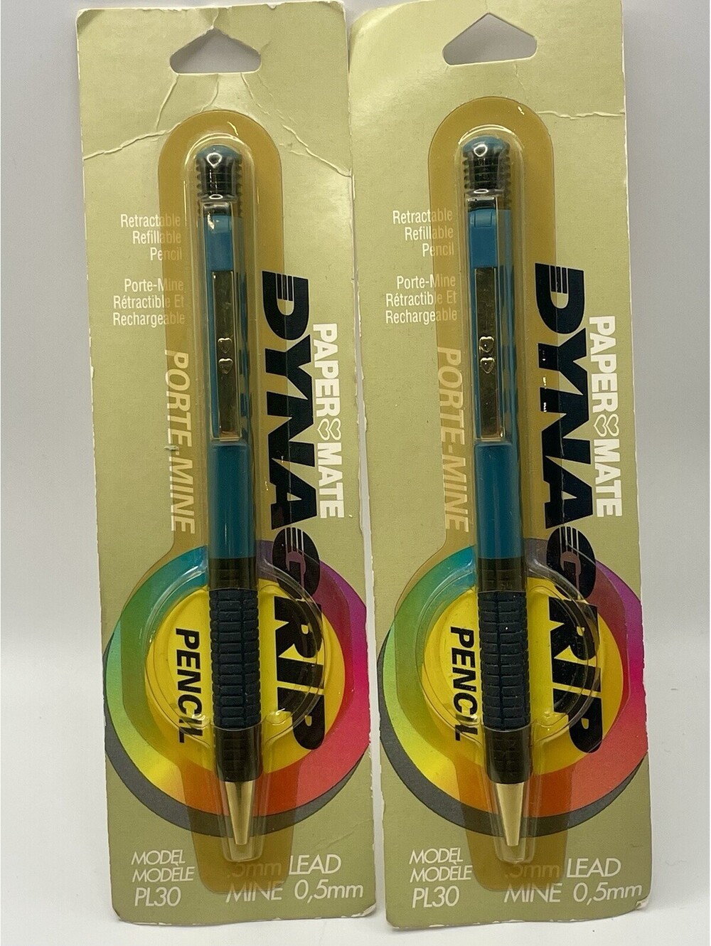 (2) Paper Mate Dynagrip PL30 Mechanical Pencils Teal Body Gold Tone Clip ~Sealed